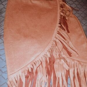 Chic Brown Wrap Skirt with Fringe